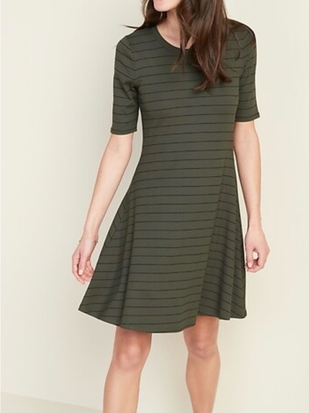 Old Navy Striped Rib-Knit Fit & Flare Dress